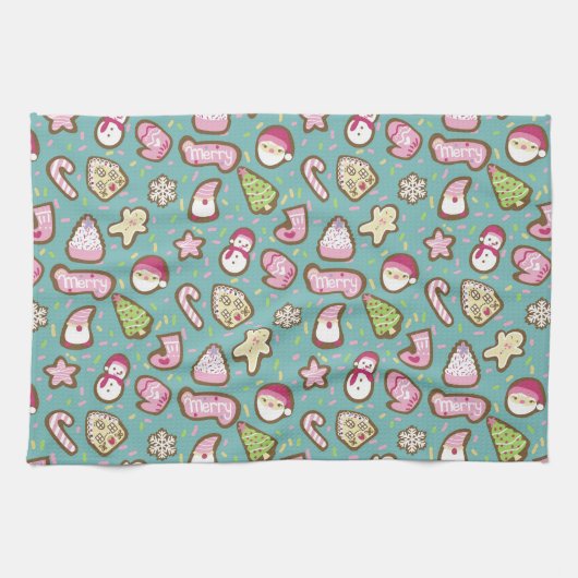 Linge De Cuisine Cookies Noël Turquoise (Horizontal)