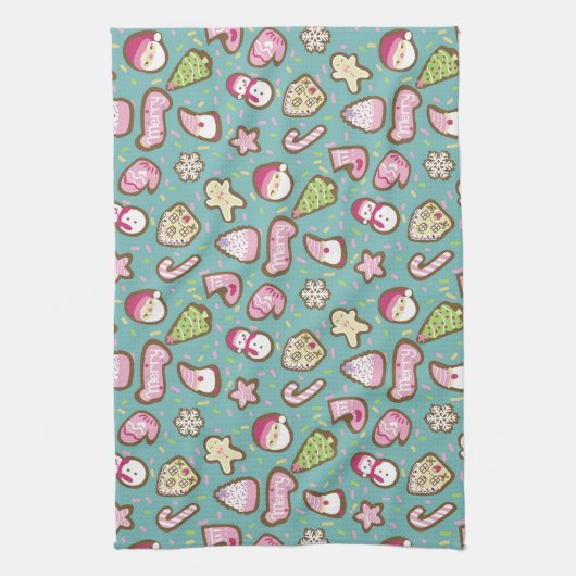 Linge De Cuisine Cookies Noël Turquoise (Vertical)