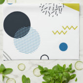 Linge De Cuisine Cool, à la mode, moderne, géométrique vert-bleu de (Plié)