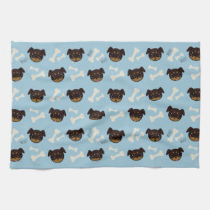 Linge De Cuisine Cool Cute Rottweiler Puppy & Bones Motif