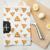 Linge De Cuisine Cool et fun pizza tranches motif Monogram blanc (Quart Plié)