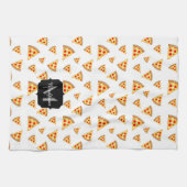Linge De Cuisine Cool et fun pizza tranches motif Monogram blanc (Horizontal)