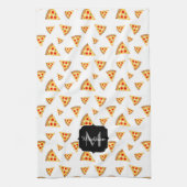 Linge De Cuisine Cool et fun pizza tranches motif Monogram blanc (Vertical)