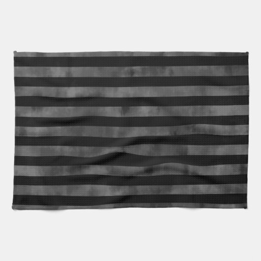 Linge De Cuisine Cool goth punk grungy noir et gris rayures foncées (Horizontal)
