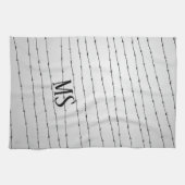 Linge De Cuisine Cool gris blanc noir barbelé motif Monogramme (Horizontal)