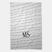 Linge De Cuisine Cool gris blanc noir barbelé motif Monogramme (Vertical)