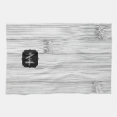 Linge De Cuisine Cool gris imprimé bois de bambou Monogramme (Horizontal)