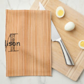 Linge De Cuisine Cool imprimé bois de bambou brun clair Monogramme (Quart Plié)