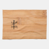 Linge De Cuisine Cool imprimé bois de bambou brun clair Monogramme (Horizontal)