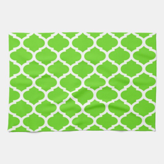 Linge De Cuisine Cool Lime Green Motif Quatrefoil marocain (Horizontal)