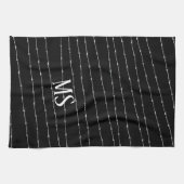 Linge De Cuisine Cool noir et blanc barbelé motif Monogramme (Horizontal)