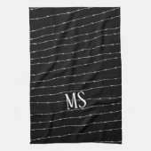 Linge De Cuisine Cool noir et blanc barbelé motif Monogramme (Vertical)