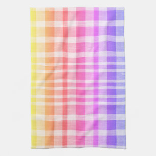 Linge De Cuisine Cool Retro Bleu Jaune Rose Texté Motif Plaid