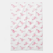 Linge De Cuisine Cool rose Tropical Flamingo Patte sur blanc (Vertical)