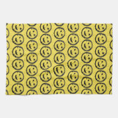 Linge De Cuisine Cool Sardé Joyeux visage souriant motif jaune (Horizontal)
