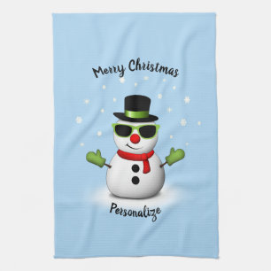 Linge De Cuisine Cool Snowman Adorable Smirk Noël Personnaliser