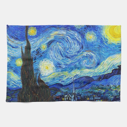Linge De Cuisine Cool Starry Night Vincent Van Gogh peinture (Horizontal)