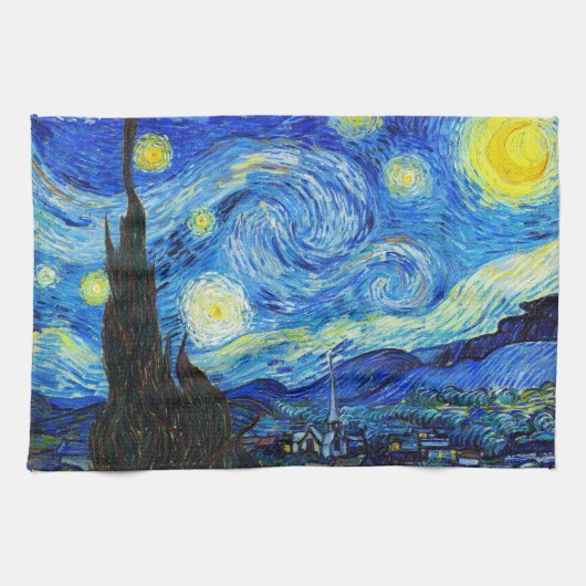 Linge De Cuisine Cool Starry Night Vincent Van Gogh peinture (Horizontal)