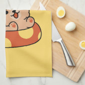 Linge De Cuisine Cool Summer Chien Flottant - Jolie Puppy Pool Part (Quart Plié)