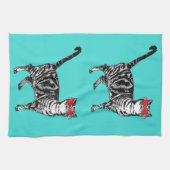 Linge De Cuisine Cool Tabby Chat Lunettes de soleil Aqua Kitchen Te (Horizontal)