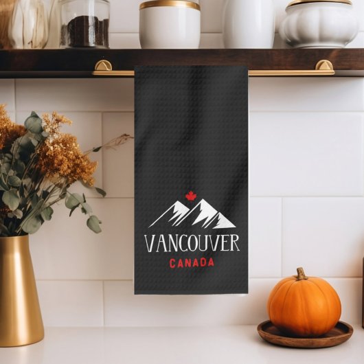 Linge De Cuisine Cool Vancouver Canada Mountains Maple Leaf Dark