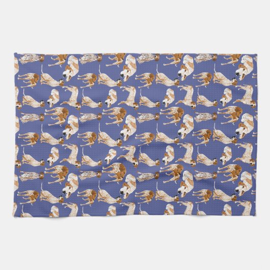 Linge De Cuisine Coonhound de Redtick sur le bleu (Horizontal)