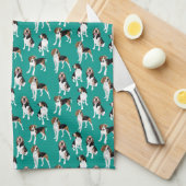 Linge De Cuisine Coonhounds de marcheur de Treeing sur Teal (Quart Plié)