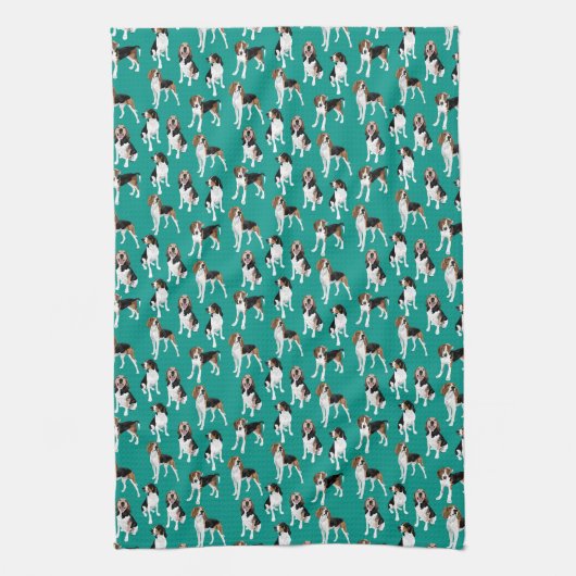 Linge De Cuisine Coonhounds de marcheur de Treeing sur Teal (Vertical)
