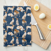 Linge De Cuisine Coonhounds de Redtick sur la marine (Quart Plié)