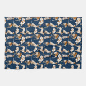 Linge De Cuisine Coonhounds de Redtick sur la marine (Horizontal)