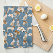 Linge De Cuisine Coonhounds de Redtick sur le gris bleu (Quart Plié)