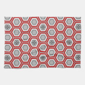 Linge De Cuisine Copie de kimono, rouge hexagonaux et gris/gris (Horizontal)