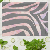 Linge De Cuisine Copie gris-clair et rose de zèbre (Plié)