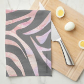 Linge De Cuisine Copie gris-clair et rose de zèbre (Quart Plié)