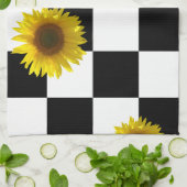 Linge De Cuisine Copie noire et blanche Checkered et de tournesol (Plié)