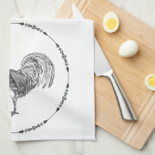 Linge De Cuisine Coq de pays français noir et blanc (Quart Plié)