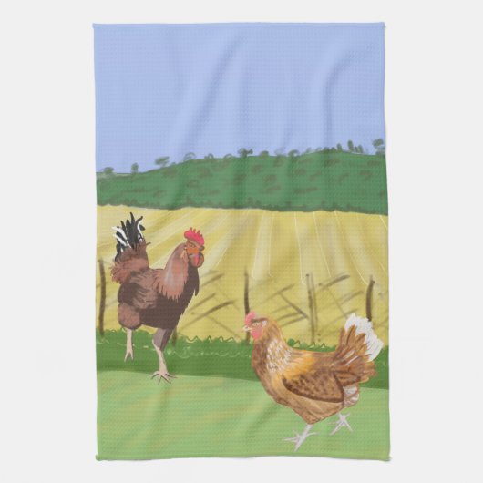 Linge De Cuisine Coq et Poule (Vertical)