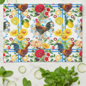 Linge De Cuisine Coq, ferme, oiseaux, folklore motif   (Plié)