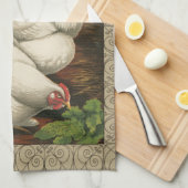 Linge De Cuisine Coq & Hen à l'extérieur Hen House avec frontière b (Quart Plié)