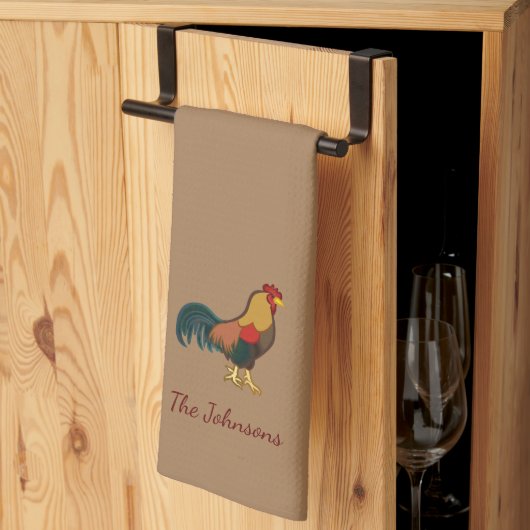 Linge De Cuisine Coq Marron de Ferme (Pliage en tiers)
