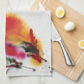 Linge De Cuisine Coq peu commun. Calligraphie et watercolor. (Quart Plié)