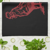 Linge De Cuisine Coq Rouge de style typographie (Plié)
