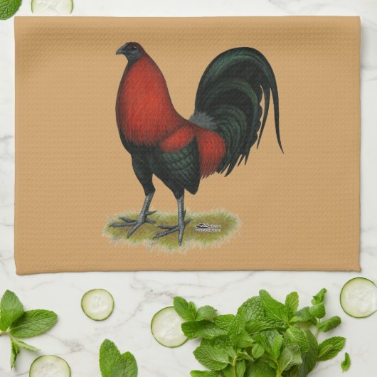 Linge De Cuisine Coq Rouge Noir BB Jeu Américain (Plié)