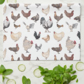 Linge De Cuisine Coqs d'aquarelle et poules (Plié)