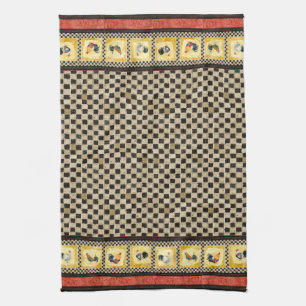 Linge De Cuisine Coqs d'or rouges et cuisine bronzage de remous de