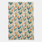 Linge De Cuisine Coqs et fleurs (Vertical)