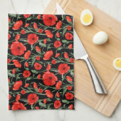 Linge De Cuisine Coquelicot rouge (Quart Plié)