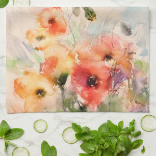 Linge De Cuisine Coquelicots aquarelle d'automne