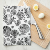 Linge De Cuisine Coques de mer gris noir, blanc et argenté (Quart Plié)