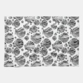 Linge De Cuisine Coques de mer gris noir, blanc et argenté (Horizontal)